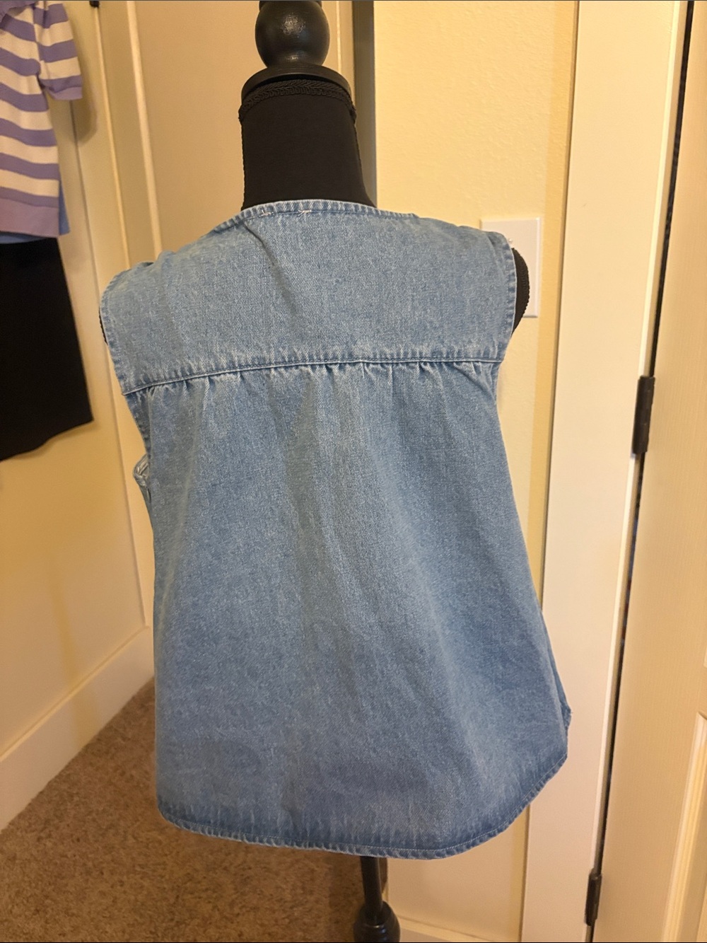 So Me Light Blue Denim Sleeveless Peplum Tank - Picture 2 of 5